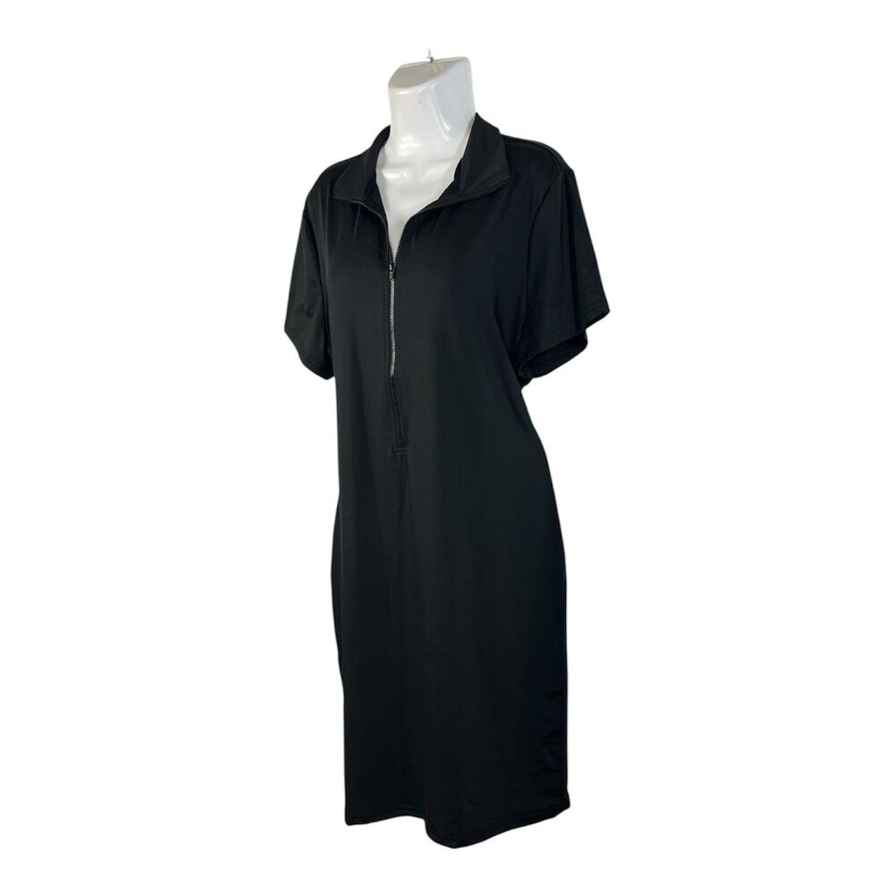 SHEIN Curve Polo Dress Black 4XL Plus Zip Front Short Sleeve